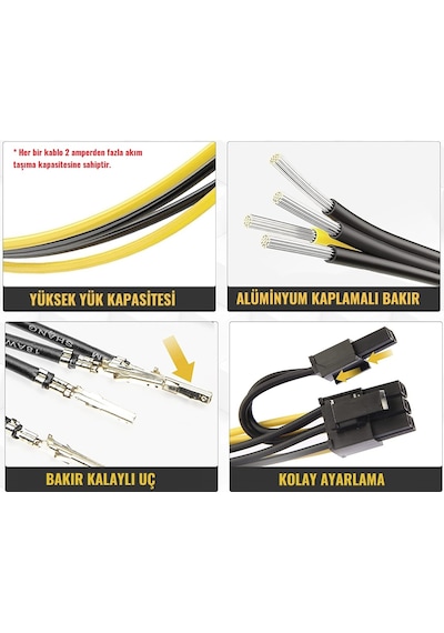 Zauss 6 Pin to 2x PCI-E (6+2) 8 Pin 20 CM Power Kablo Çoklayıcı