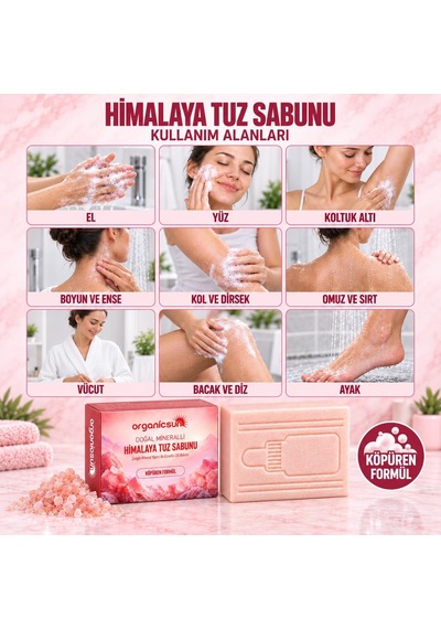 Himalaya Tuz Sabunu 120 Gr X 3 Adet Köpüren Formül - Zengin Doğal Mineralli Pembe Himalaya Kaya Tuzu Sabunu