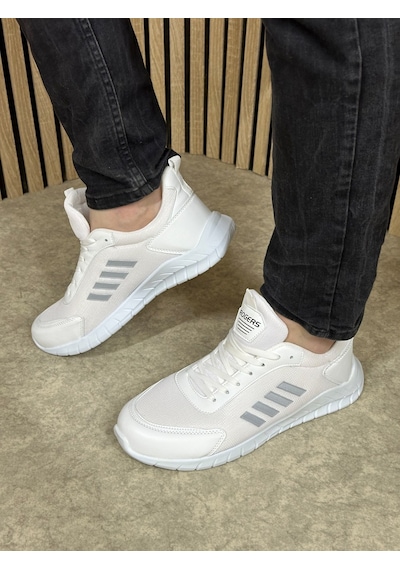 Günlük Erkek Sneaker Fileli Bağcıklı Rahat Esnek Dikiş Detaylı Yürüyüş Spor Ayakkabı 1453 Beyaz Gri Günlük Erkek Sneaker Fileli Bağcıklı Rahat Esnek Dikiş Detaylı Yürüyüş Spor Ayakkabı 1453 Beyaz Gri