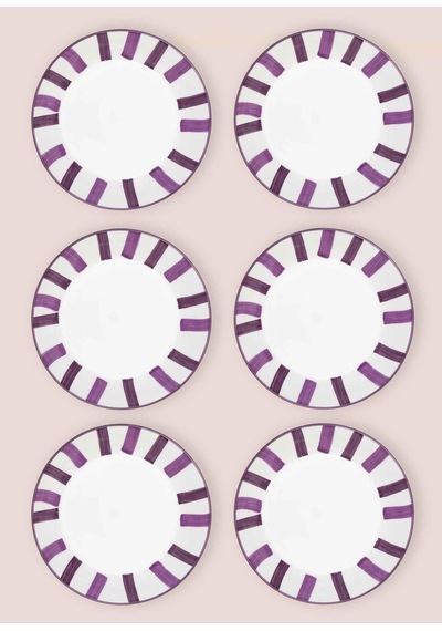 The Mia Joy Yemek Tabağı 6lı Set Mor 20 Cm Mor