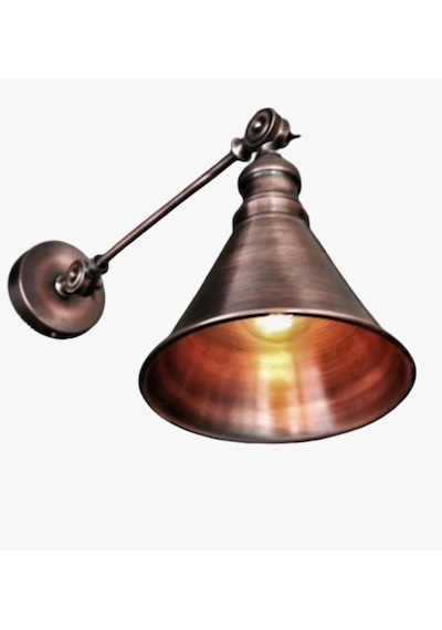 Rsylight Retro Rustik Metal Akrobatik Mafsallı Bakır Eskitme Kaplama Dekoratif Duvar Aplik Siyah