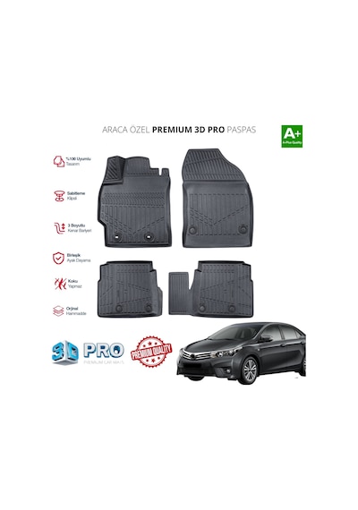Corolla Araca Özel 3d Paspas 2013 2014 2015 2016 2017 2018