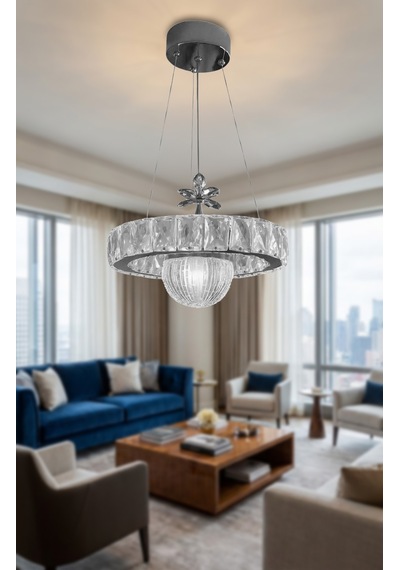 Kristal Taşlı 30 Cm Koridor-oda-mutfak Modern Led Avize Çok Renkli