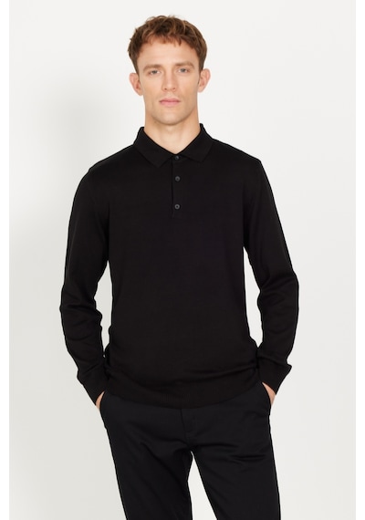 AC&Co / Altınyıldız Classics Erkek Sıyah Standart Fit Normal Kesim Polo Yaka Pamuklu Triko Kazak Siyah AC&Co / Altınyıldız Classics Erkek Sıyah Standart Fit Normal Kesim Polo Yaka Pamuklu Triko Kazak Siyah