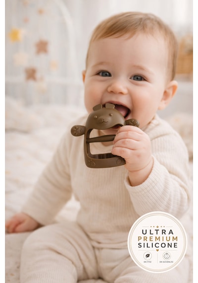 Tgm Baby Ultra Premium Silikon Tavşan Eldiveni Diş Kaşıyıcı Özel Taşıma Kablı Kahverengi