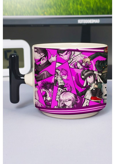 Danganronpa Baskılı Seramik Lüks Kupa 1 Adet T Şeklinde Özel Siyah Kulp Dalga Kulp V2t Çok Renkli