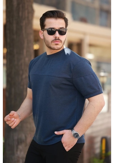 Vexor Erkek Oversize Bisiklet Yaka Kısa Kollu T-shirt Lacivert