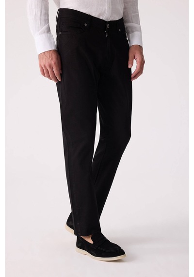 Erkek Siyah Slim Fit Üst Cep Kanvas Pantolon