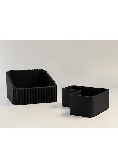 3d Baskı Fıstık Kasesi - Çift Hazneli Kabuk Ayırıcı Sunum Kasesi - Siyah Siyah