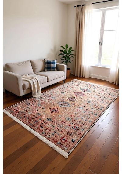 Blghome Dokuma Tabanlı Dijital Baskı Halı Blg3805 Pudra
