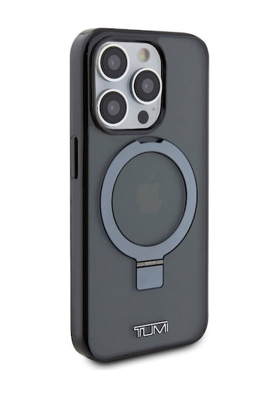 Apple Uyumlu iPhone 15 Pro Kılıf Tumı Lisanslı Magsafe Özellikli Pc Tpu Metal Logolu Ring Standlı