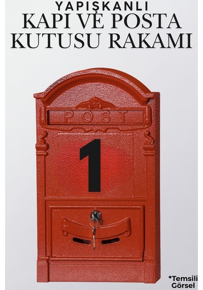 Mat Siyah Yapışkanlı 5 Cm Kapı Numarası 1 Küçük Boy 50 Mm Kapı No Rakam Sayı Daire, Posta Kutusu, Otel Oda No, Asansör, Kat Planı, Araç Model Ve Apartman İçi İçin Kendinden Yapışkanlı Krom Numaratör 1 1