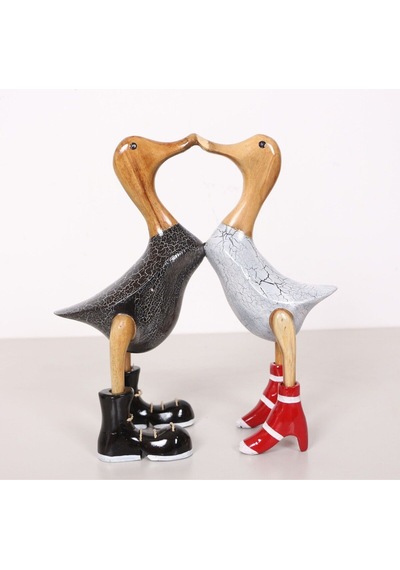 Aşık Ördekler El Oyması Teak Gövde 29x30x11 Cm