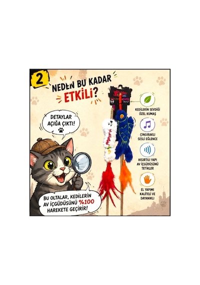 Matatabi Cats Balık Alüminyum Saplı Kedi Oltası Matatabi,çıngırak Ve Özel Hışırtı İçerir.özel Kumaş