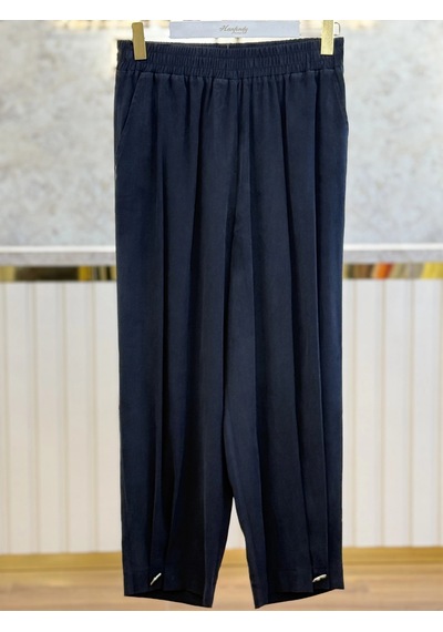Sentez Sz-5643-s Siyah Renk Titan Paça Pile Düğmeli Rahat Pantolon