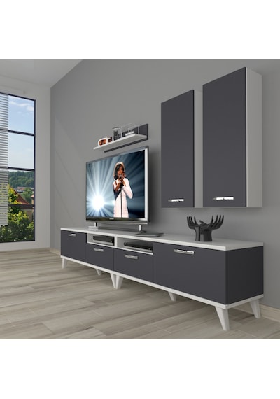 Decoraktiv Eko 5220d Mdf Retro Tv Ünitesi Tv Sehpası Beyaz - Antrasit