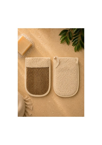 Doğal Sisal & Pamuk Örme Banyo Eldiveni 20x16 Cm Çift Taraflı Peeling Ve Banyo Lifi - 901046031