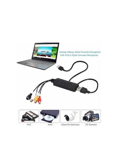 4 Kanal Usb Easycap Video Dvr Yakalama Ve Kayıt Kartı Rca / Bnc Uyumlu