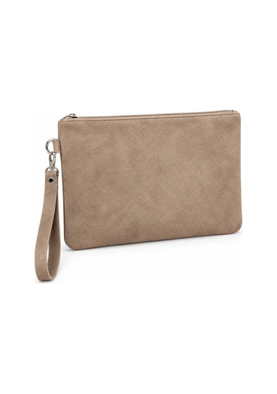 Adelina Bags Süet Portföy El Çantası Bilek Askılı Astarlı Vizon Clutch Çanta