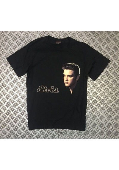 Stoned&Fame Elvis Presley Baskılı Unisex %100 Pamuk Siyah T-shirt SIYAH Siyah