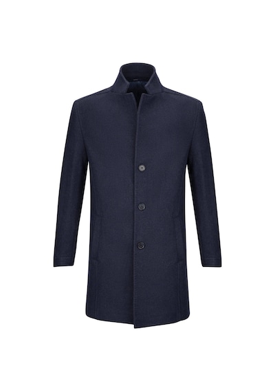 Hatemoğlu Lacivert Slim Fit Ceket Yaka Yünlü Kaşe Palto 2958676 Lacivert