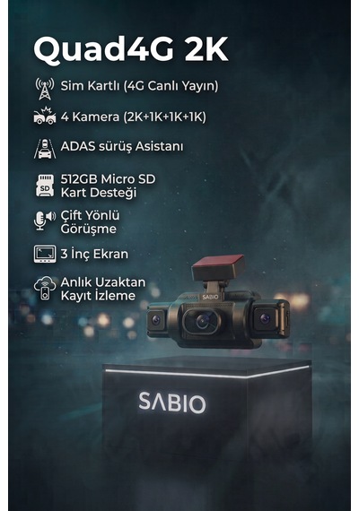 Quad4g 2k 4 Kameralı Sim Kartlı Araç Kamerası
