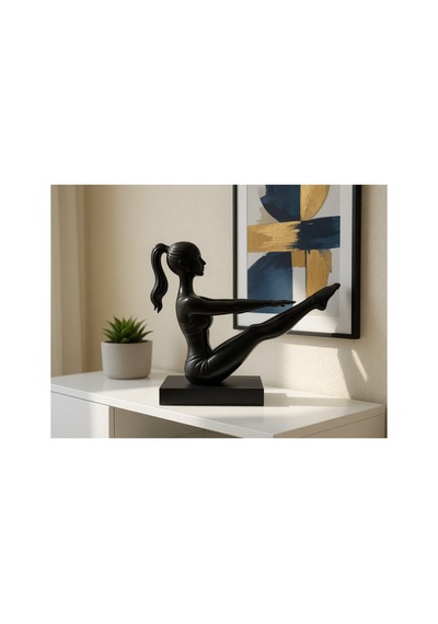Organik Plates Kadın Heykeli - Boat Pose 18x6x14 Cm Siyah