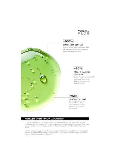 Matcha Mucize Leaving In Spray Nemlendirici Hacim Veren Yapılandırıcı Saç Spreyi 150 Ml Açık