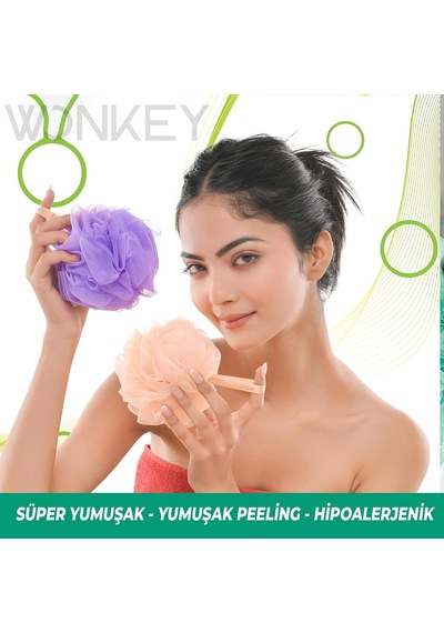 Banyo Ve Duş Lifi, Yumuşak Vücut Yıkama Lifi, Karışık Renkli Banyo Kesesi 2'li Paket