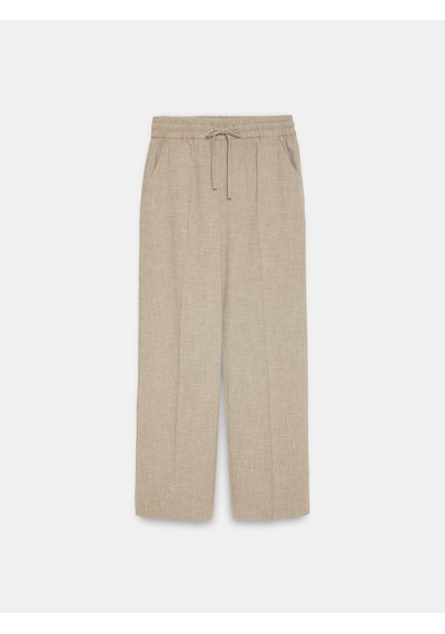 Dilvin 72730 Keten Karışımlı Bağcıklı Pantolon-bej
