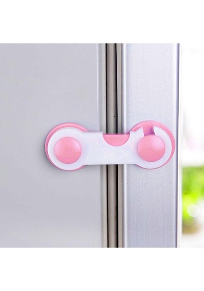 Demethome Dolap Çekmece Klozet Kapak Kilidi Pembe 10'lu Çok Renkli