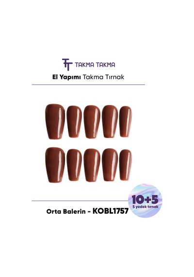 Obl1757 Kobl1757 Orta Balerin 15'li Tekrar Kullanılabilir El Yapımı Protez Takma Tırnak S