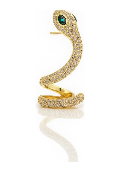 14k Gold Plated Ear Snake Stud Küpe Gold