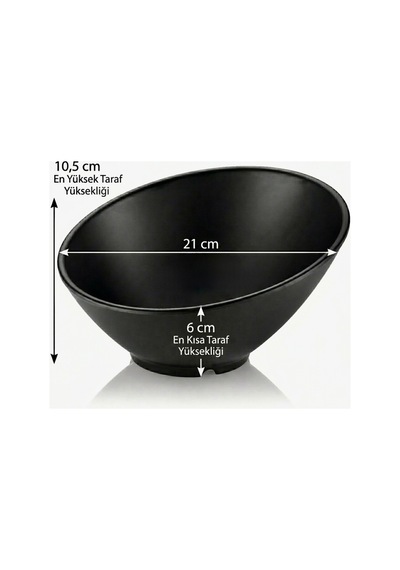 Modern Asimetrik Kase Tabak 21 Cm Siyah,kırılmaz Dayanıklı Premium Bowl, Çorba Servis Kasesi Tabağı Siyah