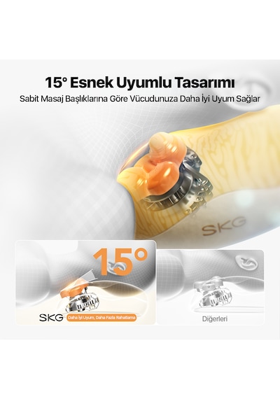 Skg 8511 Presso Kablosuz Memory Foam Masaj Yastığı 3d Yoğurmalı 4 Masaj Modu Isı Terapisi Boyun, Omuz, Bel, Bacak Bej - Sarı