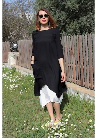 Barbora Yazlık Günlük Tasarım Kadın Elbise 263Siyah