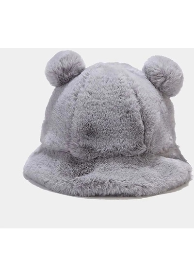 Mood Agenda Sevimli Ayı Kulak Peluş Bucket Şapka Gri
