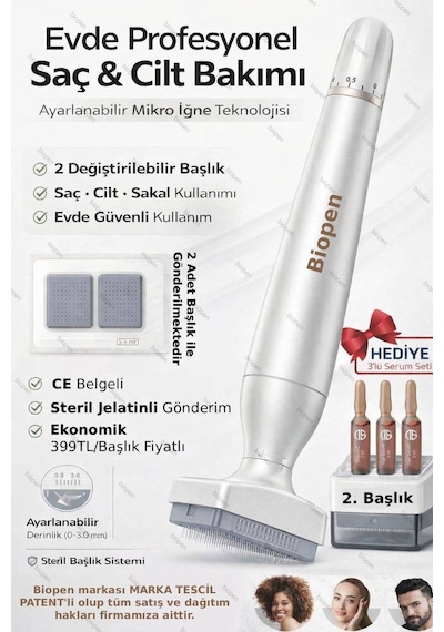 140 Titanyum İğneli Ayarlanabilir İğne Ölçülü 0.25-3.0mm Dermas