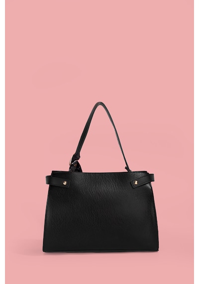 Westbag Kadın Tokalı Fularlı El Ve Çapraz Deri Dokulu Çanta Siyah