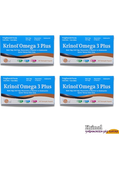 Krinol Omega 3 Plus - 60 Kapsül - 4 Kutu
