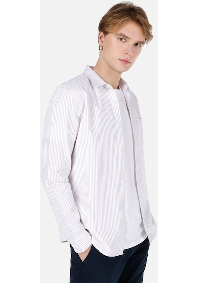 Colin's Colins Dar Kesim Shirt Yaka Çizgili Bej Erkek Uzun Kol Gömlek Cl1066850 Cl1066850 Q1.v1 Beı Bej