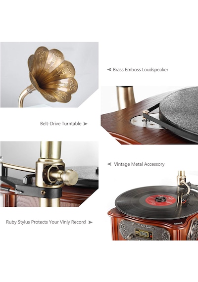 Record Master RMJ-209C Radyo Bluetooth USB Gramofon Pikap
