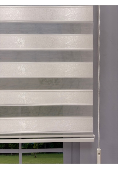 Amora Serisi Sedefli Beyaz Renk Modern Zebra Perde