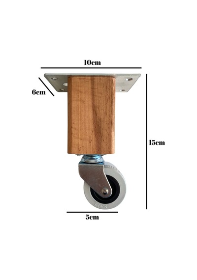 Kale Ahşap 15cm Tekerli Ayak Mobilya Masa Ve Dolap Tekerli Ayağı Frensiz 15cm Kayın/gürgen