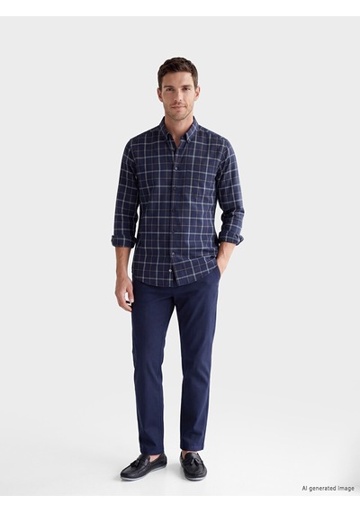 Lcwaıkıkı Classic Lacivert Regular Fit Ekose Oxford Erkek Gömlek
