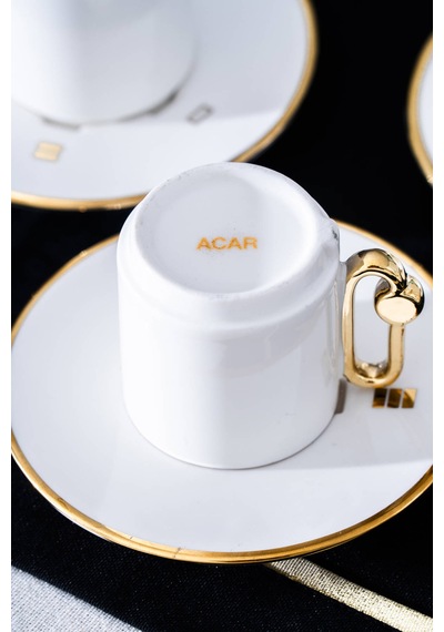 Acar Metta 6 Kişilik Kahve Fincan Takımı Beyaz