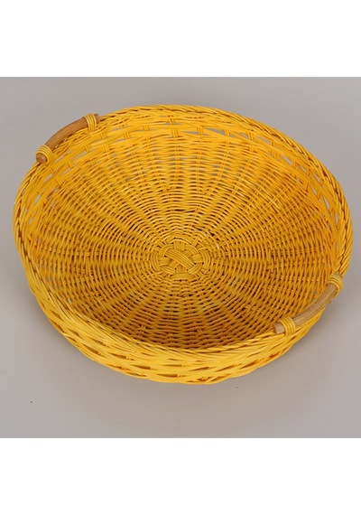 Rattan Kulp Tasarımlı Sarı 35x 7/8 Cm. Rattan Tepsi Sarı