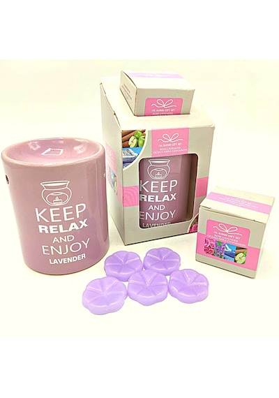 Buhurdan ve Lavanta Kokulu Mum Seti Keep Relax and Enjoy Lavender