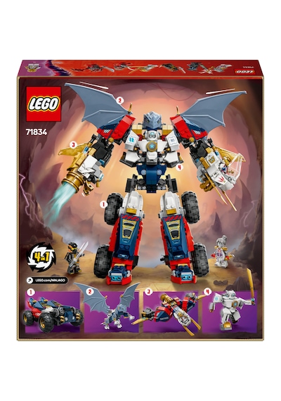 LEGO® NINJAGO® Zane’in Ultra Kombo Mech’i 71834 - 9 Yaş ve Üzeri Çocuklar için 4’ü 1 Arada Yaratıcı Oyuncak Yapım Seti (1187 Parça)