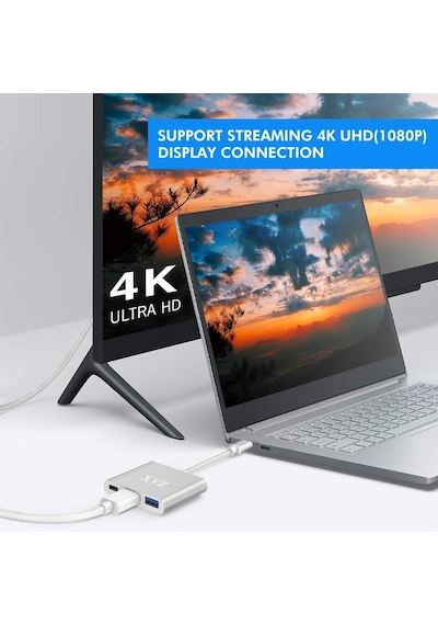 Uyumlu Usb Type-C Bilgisayar, Laptop, Notebook Için 3In1 Çevirici
